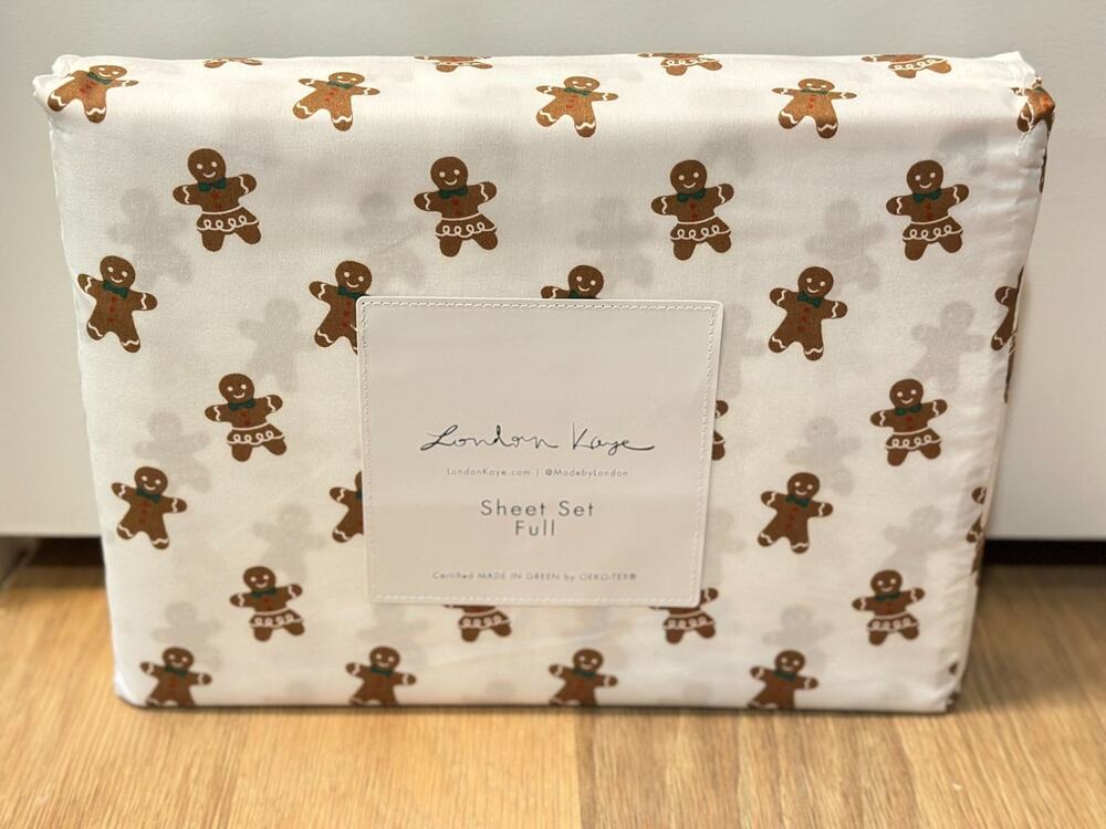 London Kaye Gingerbread Full Sheet Set Certified Oeko-Tex Made In Green